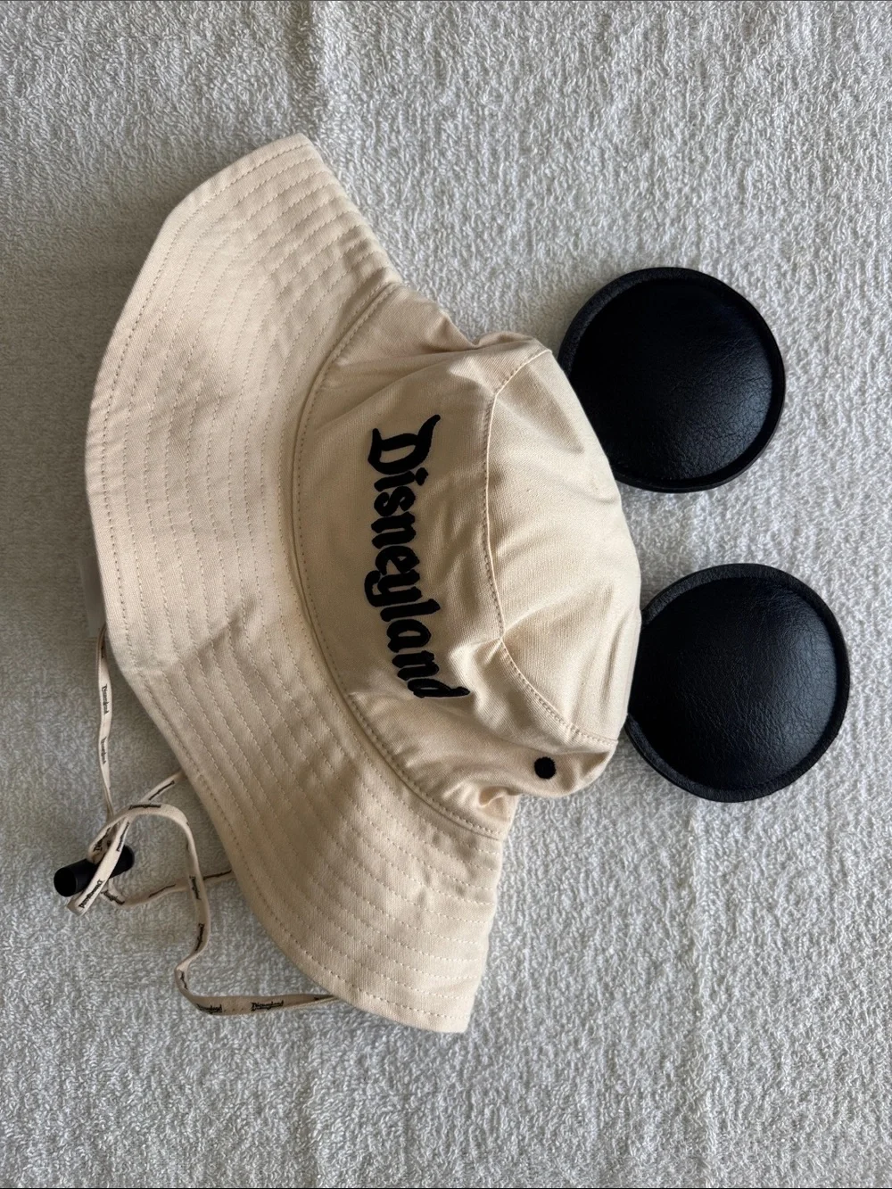 Disney Disneyland Beige Bucket Hat with Black Mickey Ears